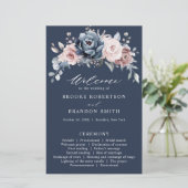 Dusty Blue Mauve Rose Pink Slate Wedding Programm (Stehend Vorderseite)