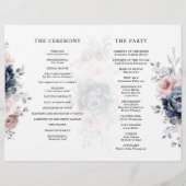 Dusty Blue Mauve Rose Pink Slate Wedding Programm (Rückseite)