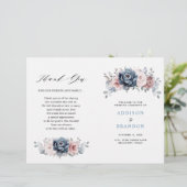 Dusty Blue Mauve Rose Pink Slate Wedding Programm (Stehend Vorderseite)