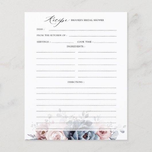 Dusty Blue Mauve Rose Rosa Brautparty Rezept (Vorderseite)