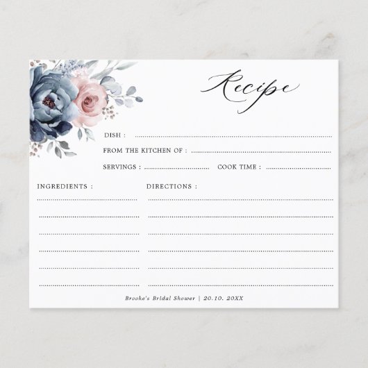 Dusty Blue Mauve Rose Rosa Brautparty Rezept (Vorderseite)