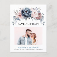 Dusty Blue Mauve Rose Rosa Schiefer Save the Date