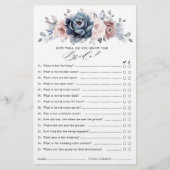 Dusty Blue Mauve Rose Slate Brautparty Game (Vorderseite)