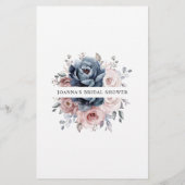 Dusty Blue Mauve Rose Slate Brautparty Game (Rückseite)