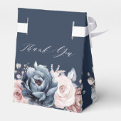 Dusty Blue Mauve Rose Slate Floral Brautparty F Geschenkschachtel (Rückseite)