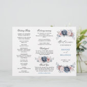 Dusty Blue Mauve Rose Wedding Tri-Fold Programm (Stehend Vorderseite)