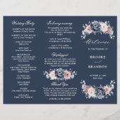 Dusty Blue Mauve Rose Wedding Tri-Fold Programm (Vorderseite)