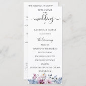 Dusty Blue Mauve Watercolor Floral Wedding Programm (Vorne/Hinten)