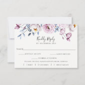 Dusty Blue Mauve Wedding RSVP Meal Choice Card (Vorderseite)