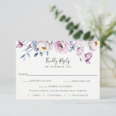 Dusty Blue Mauve Wedding RSVP Meal Choice Card (Stehend Vorderseite)