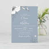 Dusty Blue Meadow Blume Hochzeit Einladung (Stehend Vorderseite)