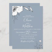 Dusty Blue Meadow Blume Hochzeit Einladung (Vorne/Hinten)