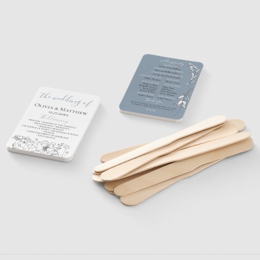 Dusty Blue Meadow Wedding Program Fächer (Non-assembled)