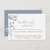 Dusty Blue Meadow Wedding RSVP Card (Vorne/Hinten)