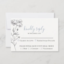 Dusty Blue Meadow Wedding RSVP Card Karte
