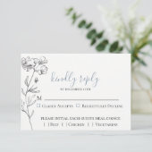 Dusty Blue Meadow Wedding RSVP Card Karte (Stehend Vorderseite)