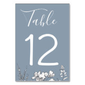 Dusty Blue Meadow Wedding Tischnummer Card (Rückseite)