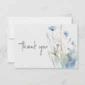 Dusty Blue Meadow Wildblumen Moderne Hochzeiten Dankeskarte (Vorderseite)