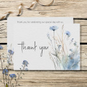 Dusty Blue Meadow Wildblumen Moderne Hochzeiten Dankeskarte