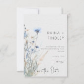 Dusty Blue Meadow Wildblumen Moderne Hochzeiten Save The Date (Vorderseite)