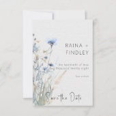 Dusty Blue Meadow Wildblumen Moderne Hochzeiten Save The Date (Vorderseite)