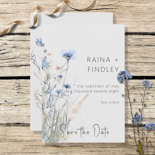 Dusty Blue Meadow Wildblumen Moderne Hochzeiten Save The Date