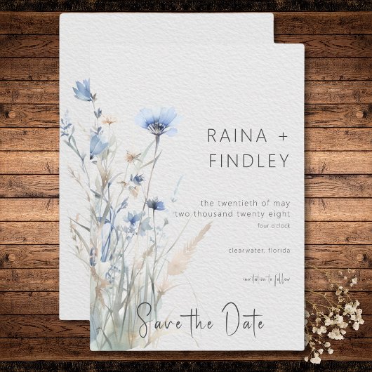 Dusty Blue Meadow Wildblumen Moderne Hochzeiten Save The Date