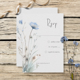 Dusty Blue Meadow Wildblumen Modernes No Dinner RSVP Karte