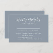 Dusty Blue Menu Choice Wedding RSVP Card (Vorne/Hinten)