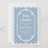 Dusty Blue Mexican Boy Baby Duschpapo picado Einladung (Vorderseite)