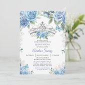 Dusty Blue Mexican Girl Mis XV Anos Einladung (Stehend Vorderseite)