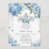 Dusty Blue Mexican Girl Mis XV Anos Einladung (Vorne/Hinten)