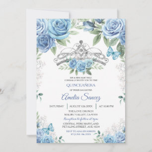 Dusty Blue Mexican Girl Mis XV Anos Einladung
