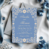 Dusty Blue Mexican Talavera Wedding Einladung