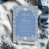 Dusty Blue Mexican Talavera Wedding Einladung