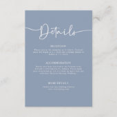 Dusty Blue Minimal Calligraphy Wedding Details Begleitkarte (Vorderseite)