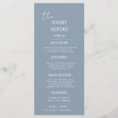 Dusty Blue Minimal Dinner The Night Before Menükarte (Vorderseite)