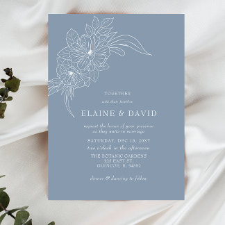 Dusty Blue Minimal Elegante Hochzeitsfeier Einladung