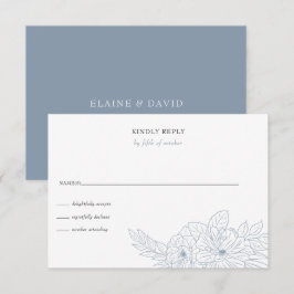 Dusty Blue Minimal Elegante Hochzeitsfeier RSVP Karte