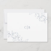 Dusty Blue Minimal Leaf Hochzeit speichern das Dat Save The Date (Rückseite)