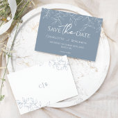 Dusty Blue Minimal Leaf Hochzeit speichern das Dat Save The Date