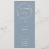 Dusty Blue Minimal Leaf Hochzeitsprogramm Programm (Vorderseite)