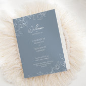 Dusty Blue Minimal Leaf Hochzeitsprogramm Programm