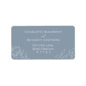 Dusty Blue Minimal Leaf Wedding Address Label Adressaufkleber (Vorne)