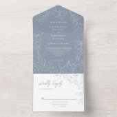 Dusty Blue Minimal Leaf Wedding All In One Einladung (Innen Boden)