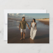 Dusty Blue Minimal Leaf Wedding Foto Save The Date (Rückseite)