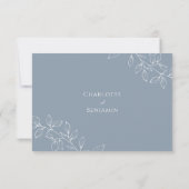Dusty Blue Minimal Leaf Wedding RSVP Karte (Rückseite)