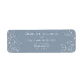 Dusty Blue Minimal Leaf Wedding Rücksendeadresse (Vorne)