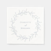 Dusty Blue Minimal Leaf Wedding Serviette (Vorderseite)