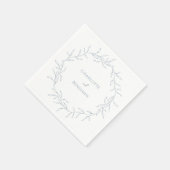 Dusty Blue Minimal Leaf Wedding Serviette (Ecke)